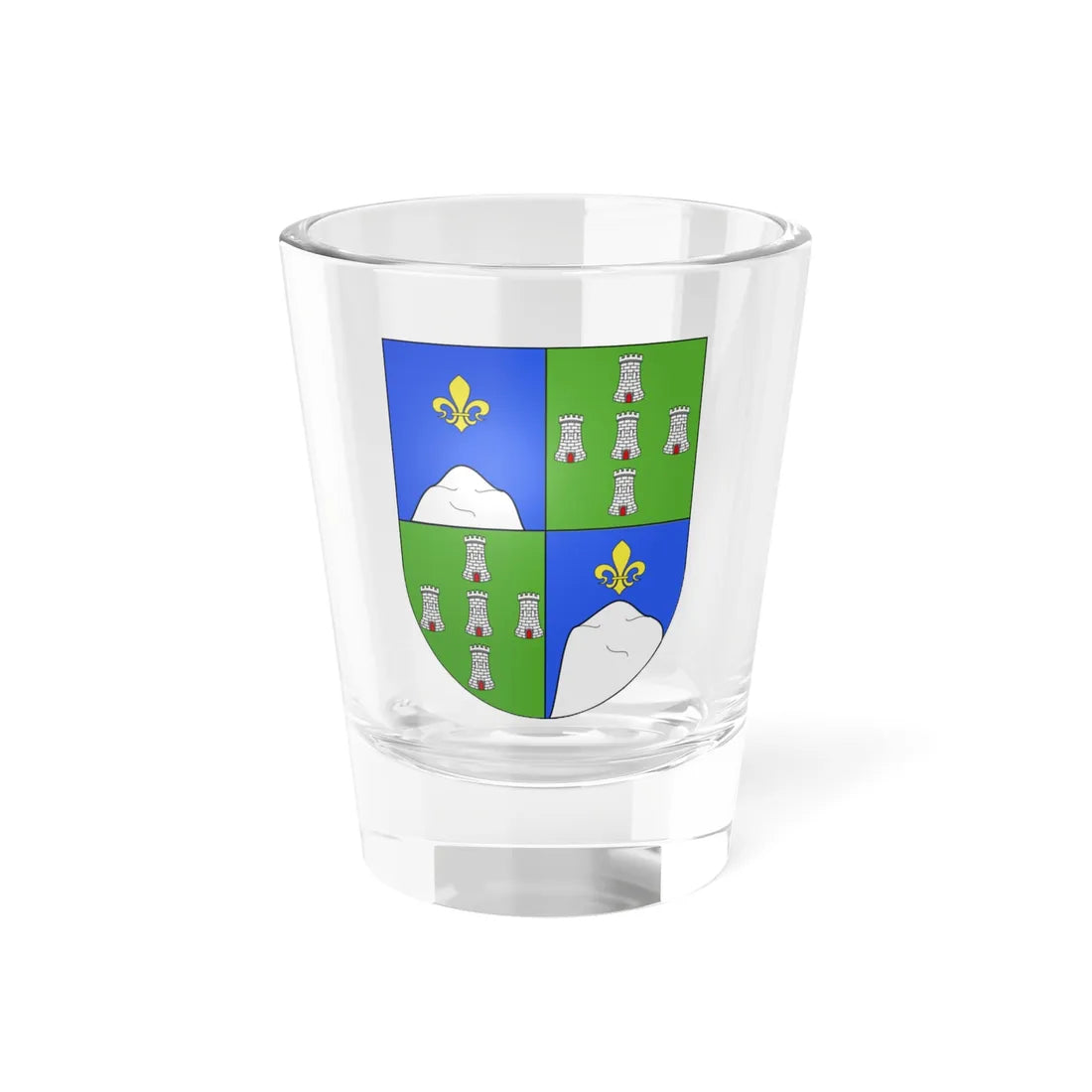 Blason Es famille Atxiaga Biscaye (Spain) (Coat of Arms) Shot Glass 1.5oz 1.5oz - Go Mug Yourself
