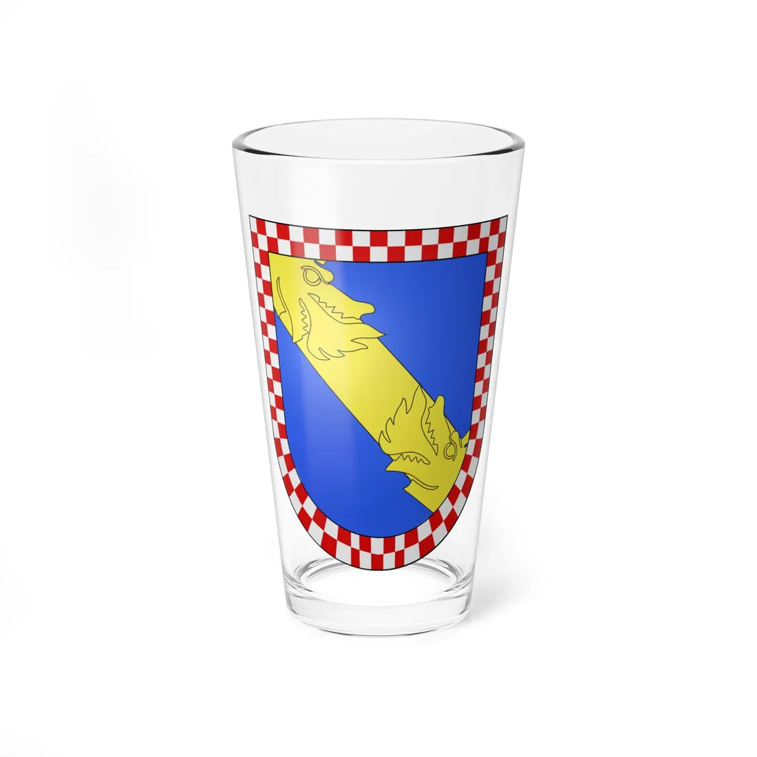 Blason Es famille Azcue Fontarrabie (Spain) (Coat of Arms) Pint Glass 16oz - Go Mug Yourself