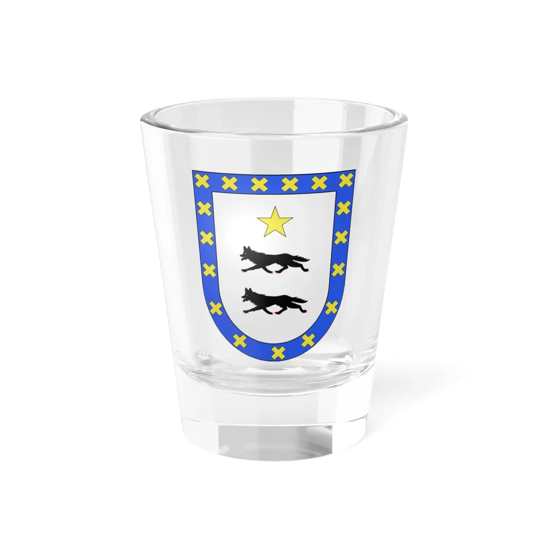 Blason Es famille Beruete Navarre (Spain) (Coat of Arms) Shot Glass 1.5oz 1.5oz - Go Mug Yourself