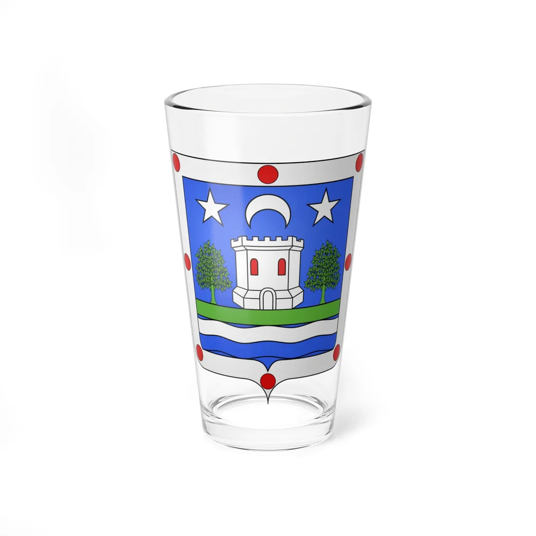 Blason Es famille Insaustia Navarre (Spain) (Coat of Arms) Pint Glass 16oz 16oz - Go Mug Yourself