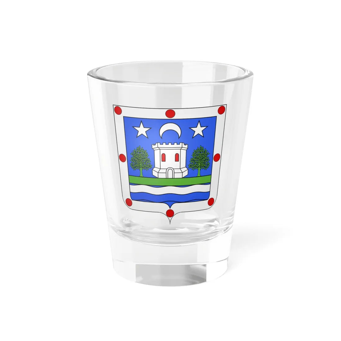 Blason Es famille Insaustia Navarre (Spain) (Coat of Arms) Shot Glass 1.5oz 1.5oz - Go Mug Yourself