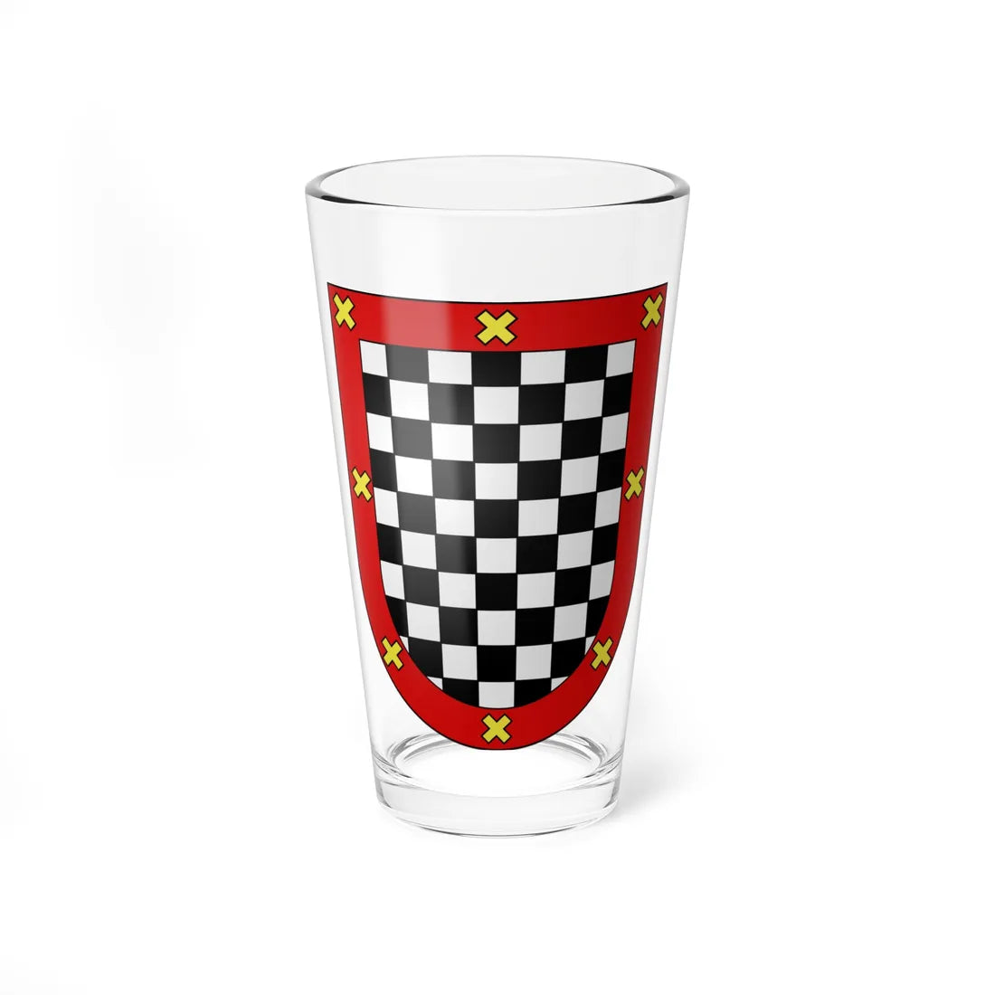 Blason Es famille Jaureguizar Baztan (Spain) (Coat of Arms) Pint Glass 16oz 16oz - Go Mug Yourself