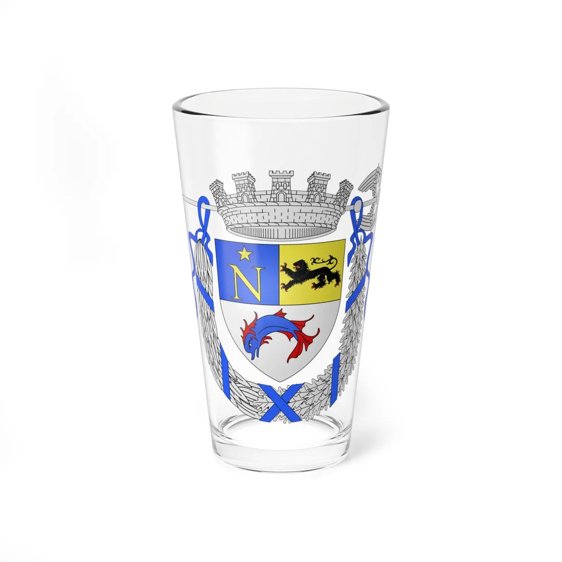 Blason et ornements ville fr Dunkerque-Empire Nord2 (France) (Coat of Arms) Pint Glass 16oz 16oz - Go Mug Yourself