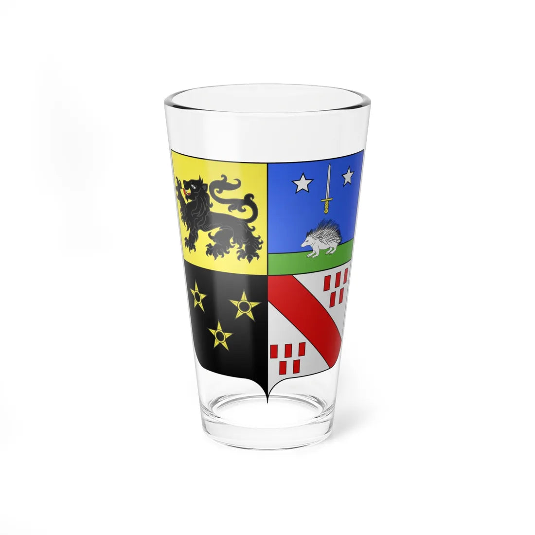 Blason fam be Herwyn (Belgium) (Coat of Arms) Pint Glass 16oz 16oz - Go Mug Yourself