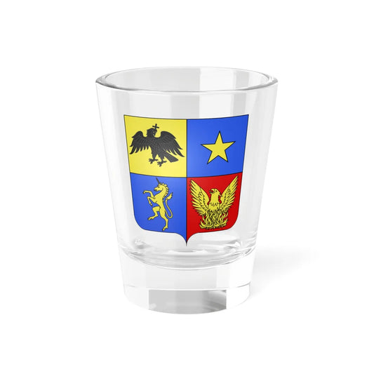 Blason famille ro Caradja Valachie (Algeria) (Coat of Arms) Shot Glass 1.5oz 1.5oz - Go Mug Yourself