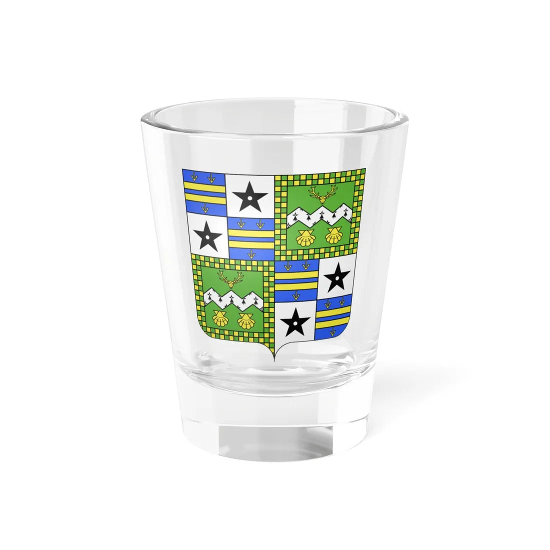 Blason family Duff of Vaynoll Park (England) (Coat of Arms) Shot Glass 1.5oz 1.5oz - Go Mug Yourself