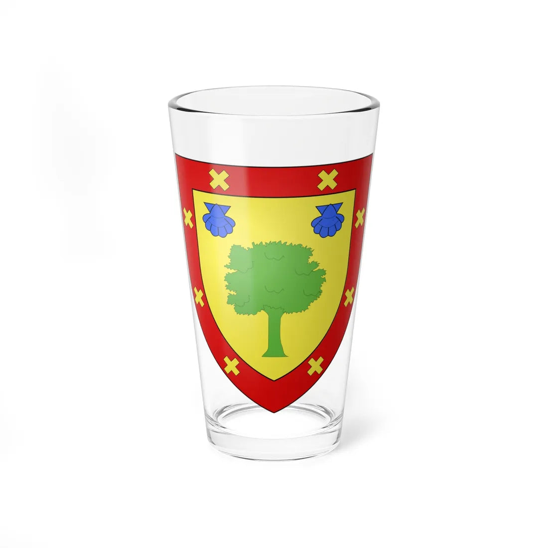 Blason Fr famille Aguerre Pays de Mixe (Spain) (Coat of Arms) Pint Glass 16oz 16oz - Go Mug Yourself