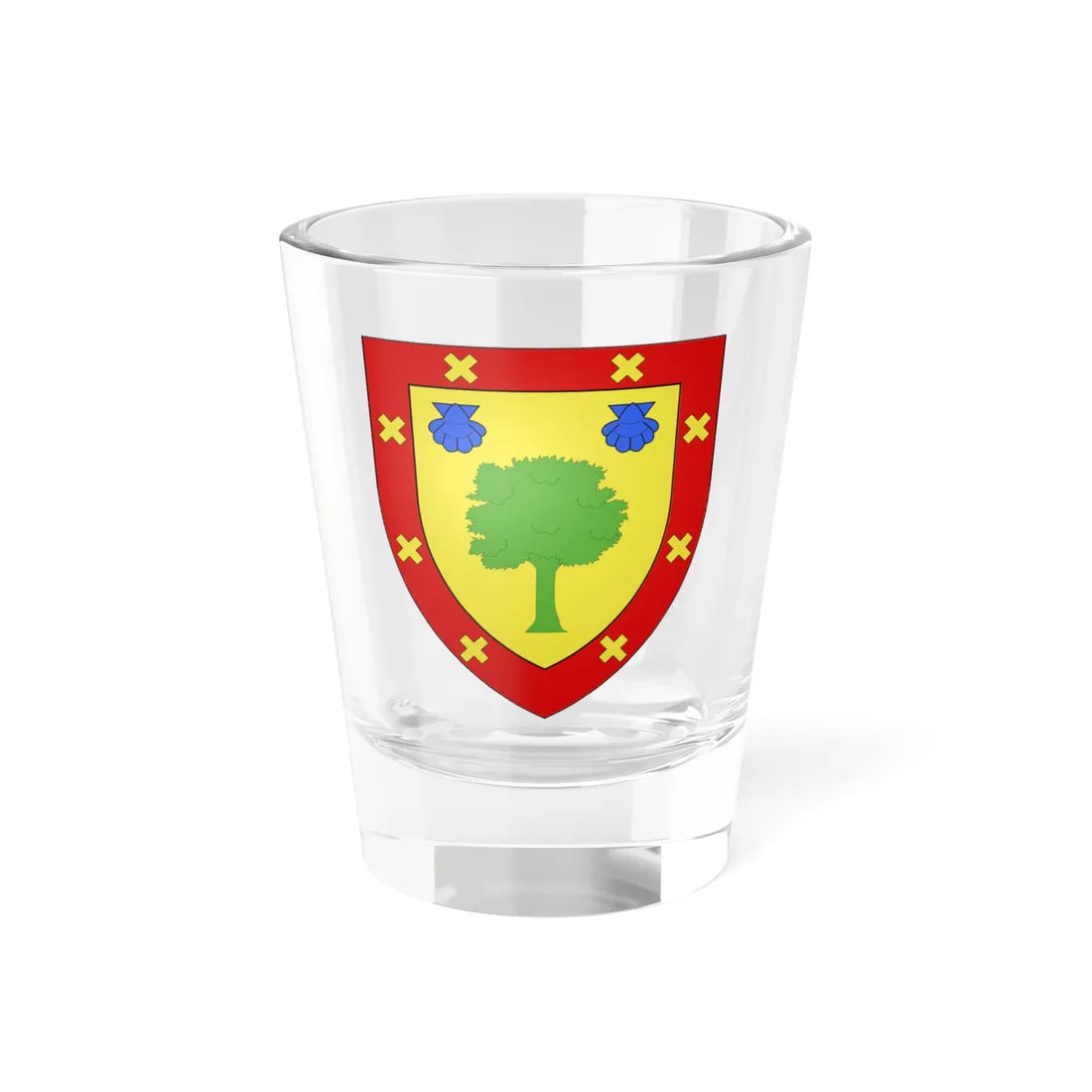Blason Fr famille Aguerre Pays de Mixe (Spain) (Coat of Arms) Shot Glass 1.5oz 1.5oz - Go Mug Yourself
