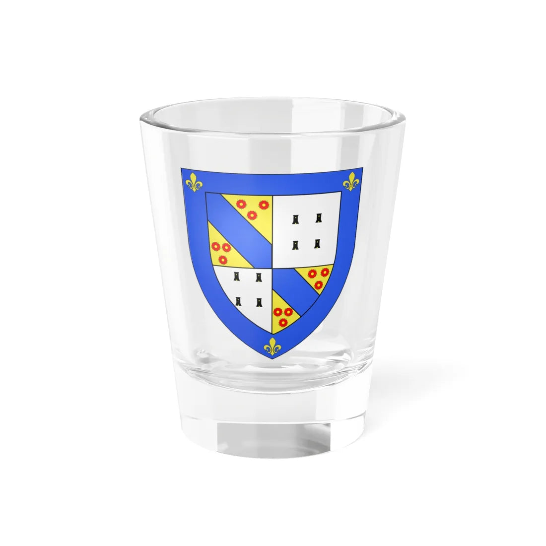 Blason Fr famille Amanuberri Baigorry (Spain) (Coat of Arms) Shot Glass 1.5oz 1.5oz - Go Mug Yourself