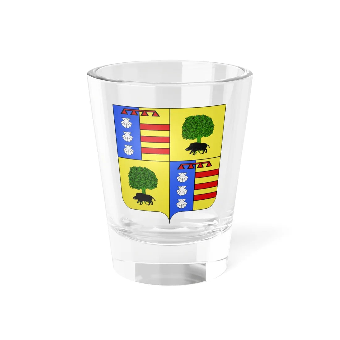 Blason Fr famille Arbide Ostabaret (Spain) (Coat of Arms) Shot Glass 1.5oz 1.5oz - Go Mug Yourself