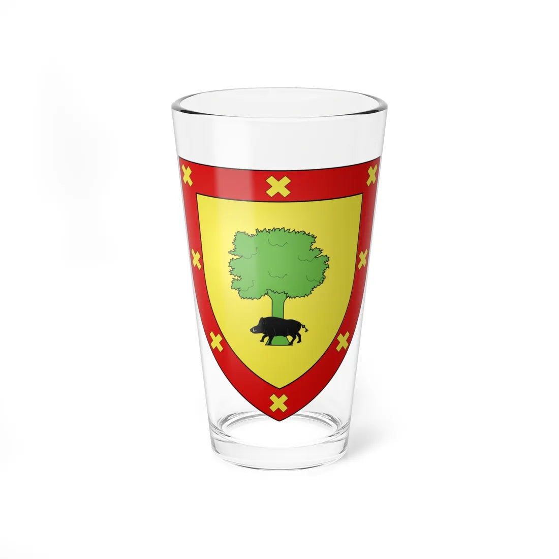 Blason Fr famille Beascan Mixe (Spain) (Coat of Arms) Pint Glass 16oz - Go Mug Yourself