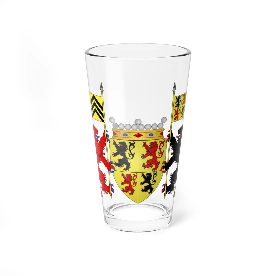 Blason Hainaut avec ornements belges (Belgium) (Coat of Arms) Pint Glass 16oz - Go Mug Yourself