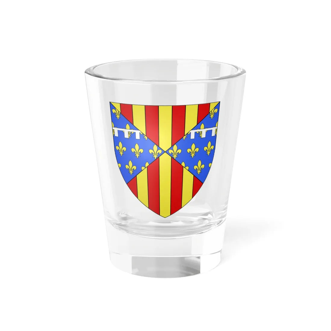 Blason Jean dAragon Comte de Prades selon Gelre (Spain) (Coat of Arms) Shot Glass 1.5oz 1.5oz - Go Mug Yourself