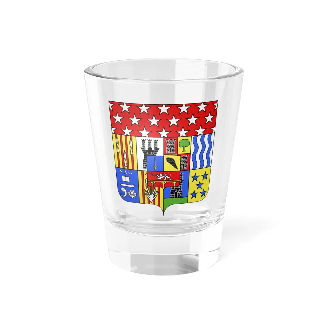 Blason Louis Gabriel Suchet 1770-1826 duc dAlbufera (France) (Coat of Arms) Shot Glass 1.5oz 1.5oz - Go Mug Yourself