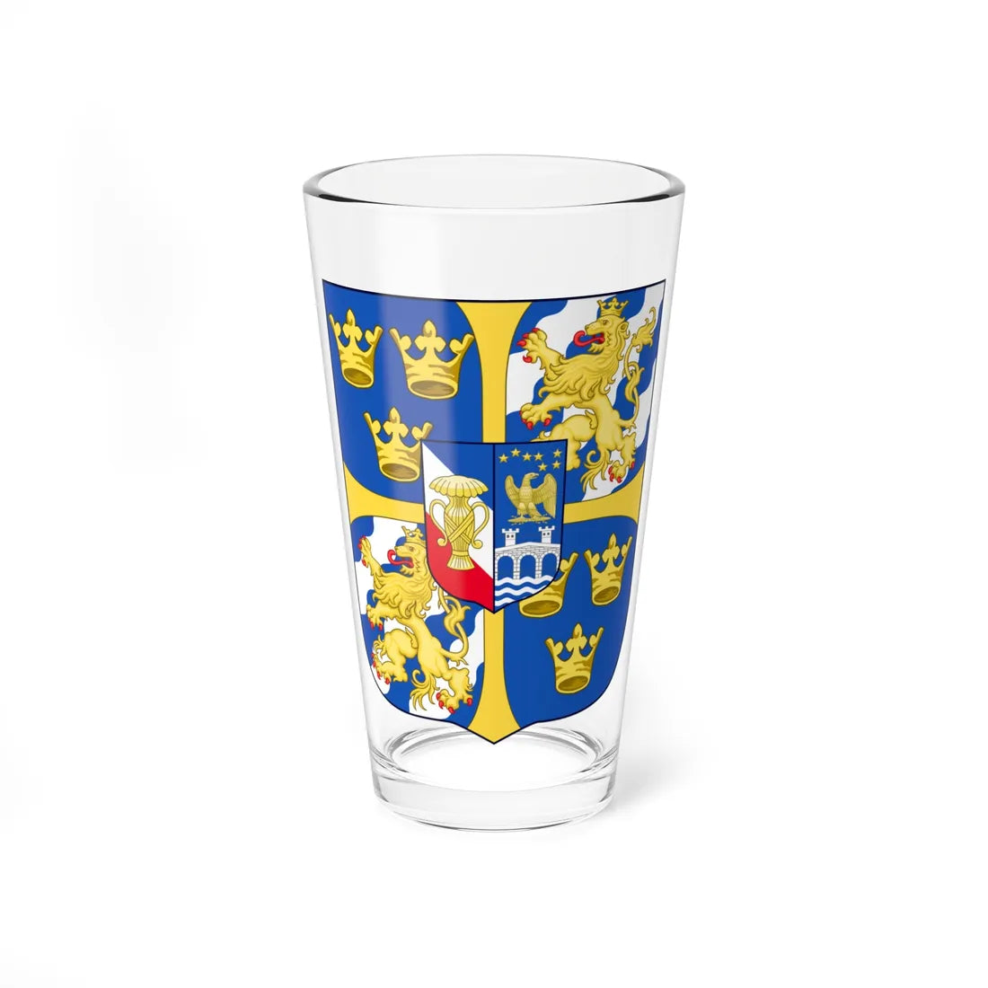 Blason Oscar II de Suède (Sweden) (Coat of Arms) Pint Glass 16oz 16oz - Go Mug Yourself