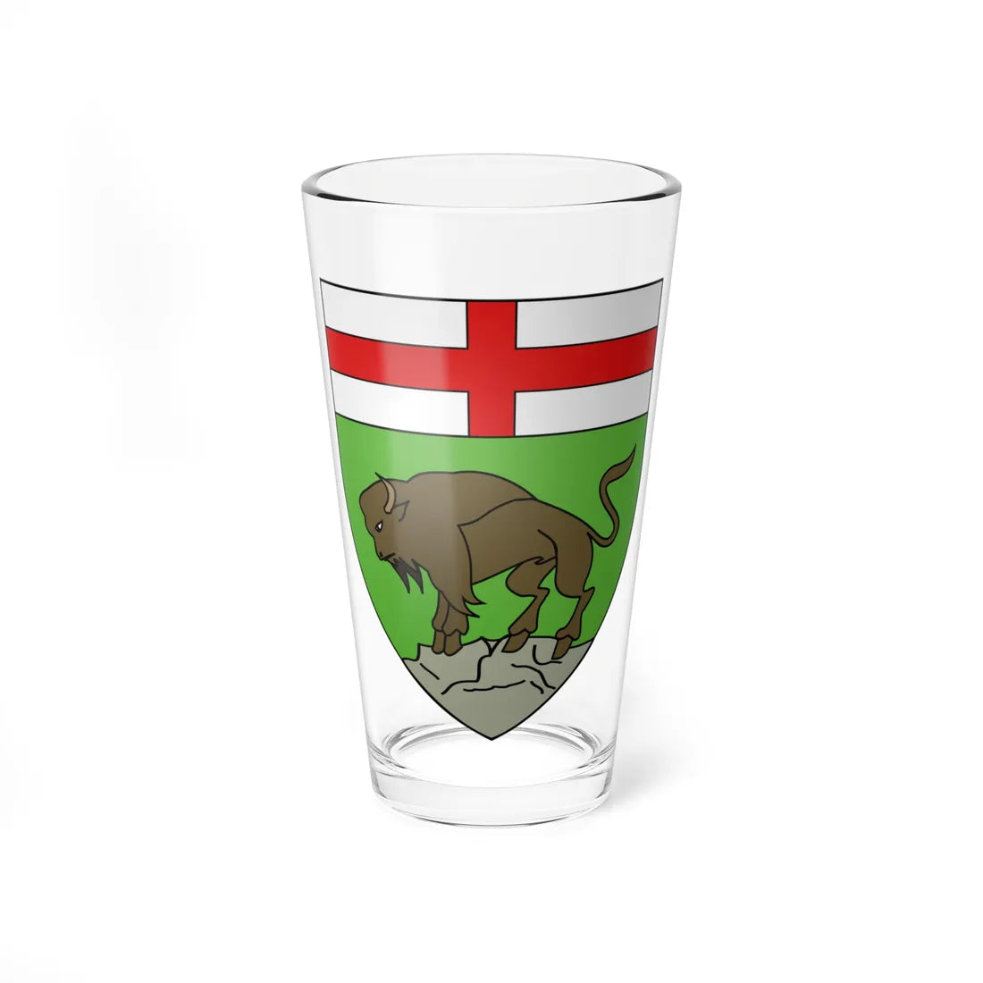 Blason province ca Manitoba NormeFr (Canada) (Coat of Arms) Pint Glass 16oz 16oz - Go Mug Yourself