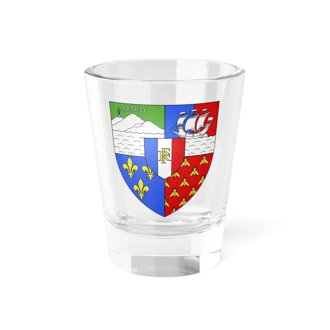 Blason Réunion DOM (France) (Coat of Arms) Shot Glass 1.5oz 1.5oz - Go Mug Yourself