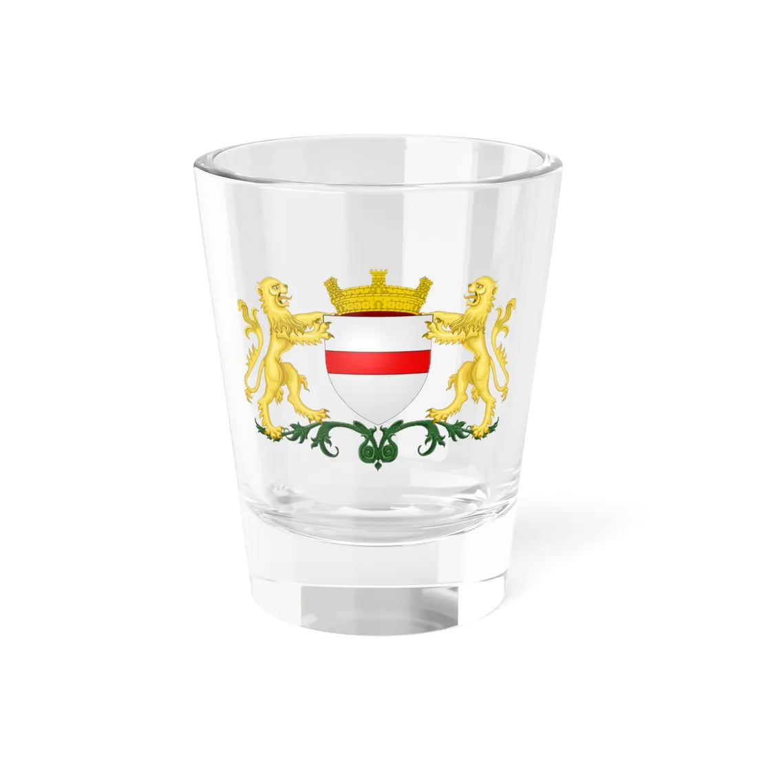 Blason ville be Dendermonde avec ornements (Belgium) (Coat of Arms) Shot Glass 1.5oz 1.5oz - Go Mug Yourself