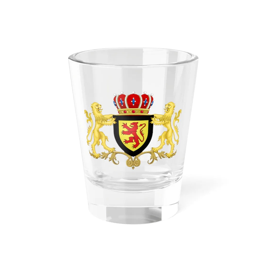 Blason ville be Laarne avec ornements (Belgium) (Coat of Arms) Shot Glass 1.5oz 1.5oz - Go Mug Yourself