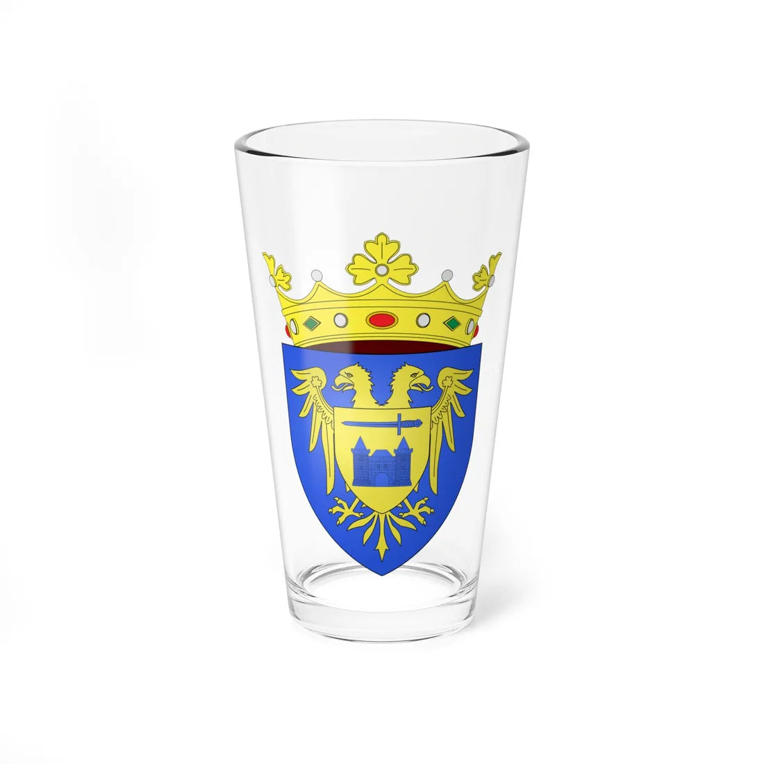 Blason ville be Rupelmonde avec ornements (Belgium) (Coat of Arms) Pint Glass 16oz 16oz - Go Mug Yourself