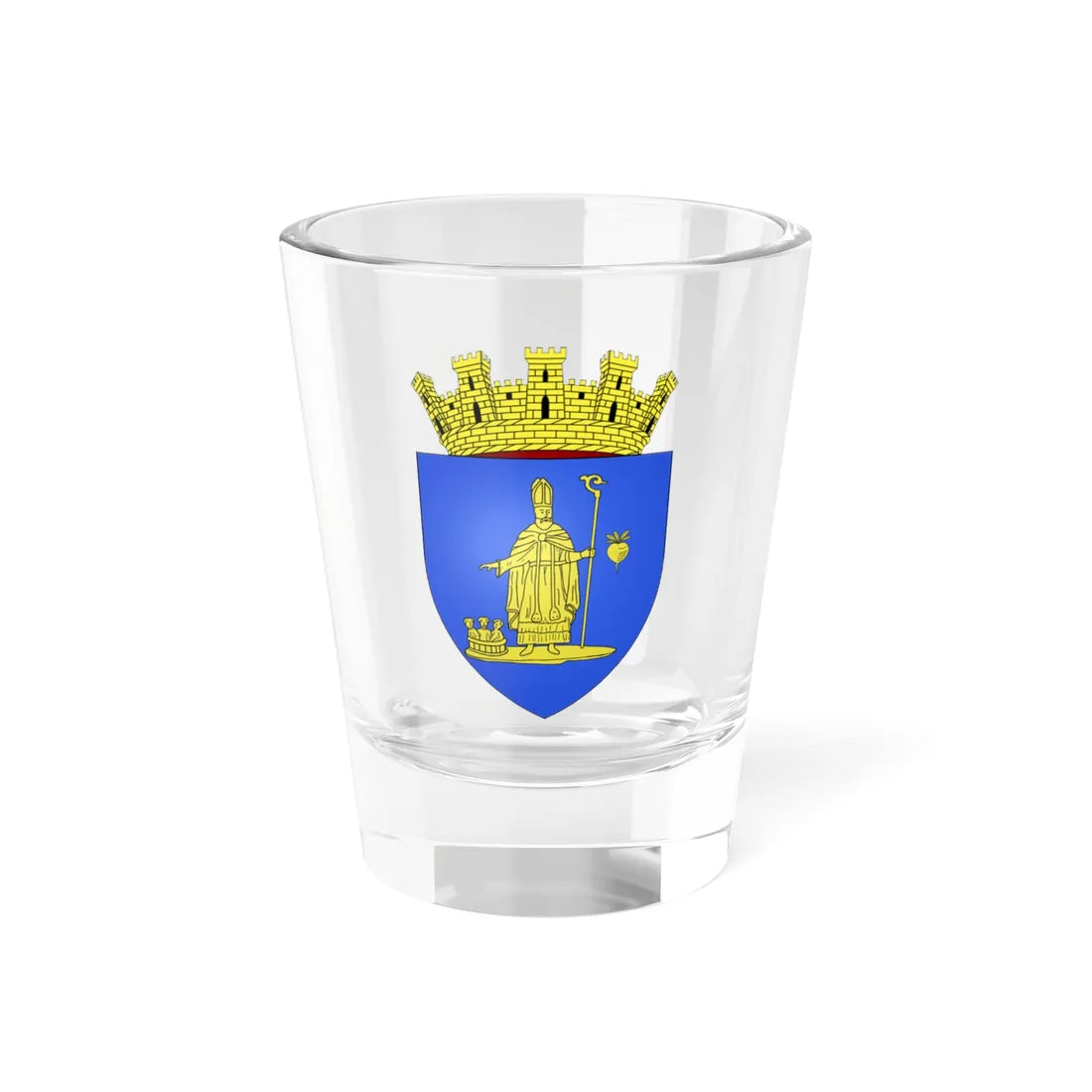 Blason ville be Sint-Niklaas avec ornements (Belgium) (Coat of Arms) Shot Glass 1.5oz 1.5oz - Go Mug Yourself