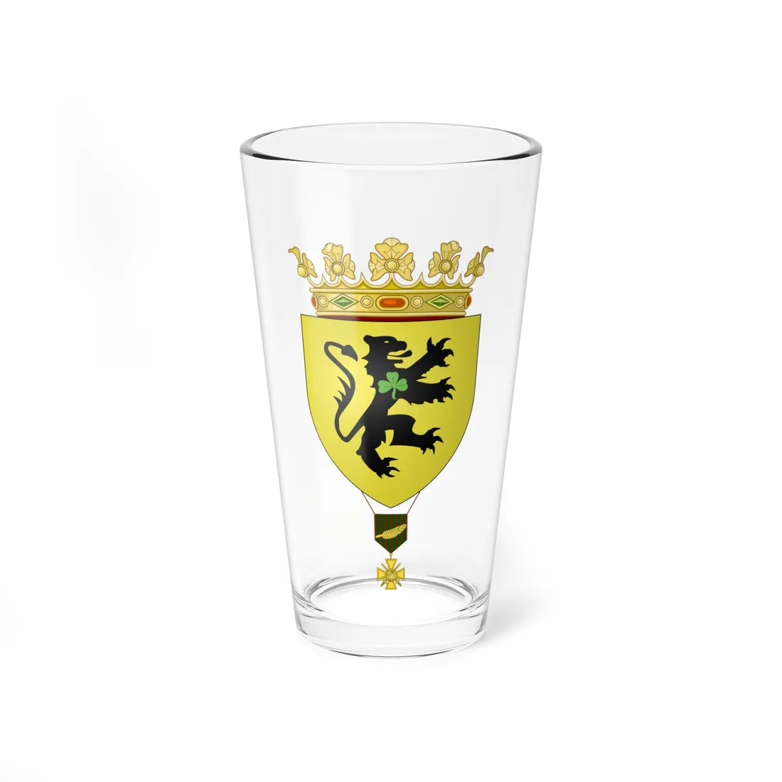 Blason ville be Veurne avec ornements (Belgium) (Coat of Arms) Pint Glass 16oz 16oz - Go Mug Yourself