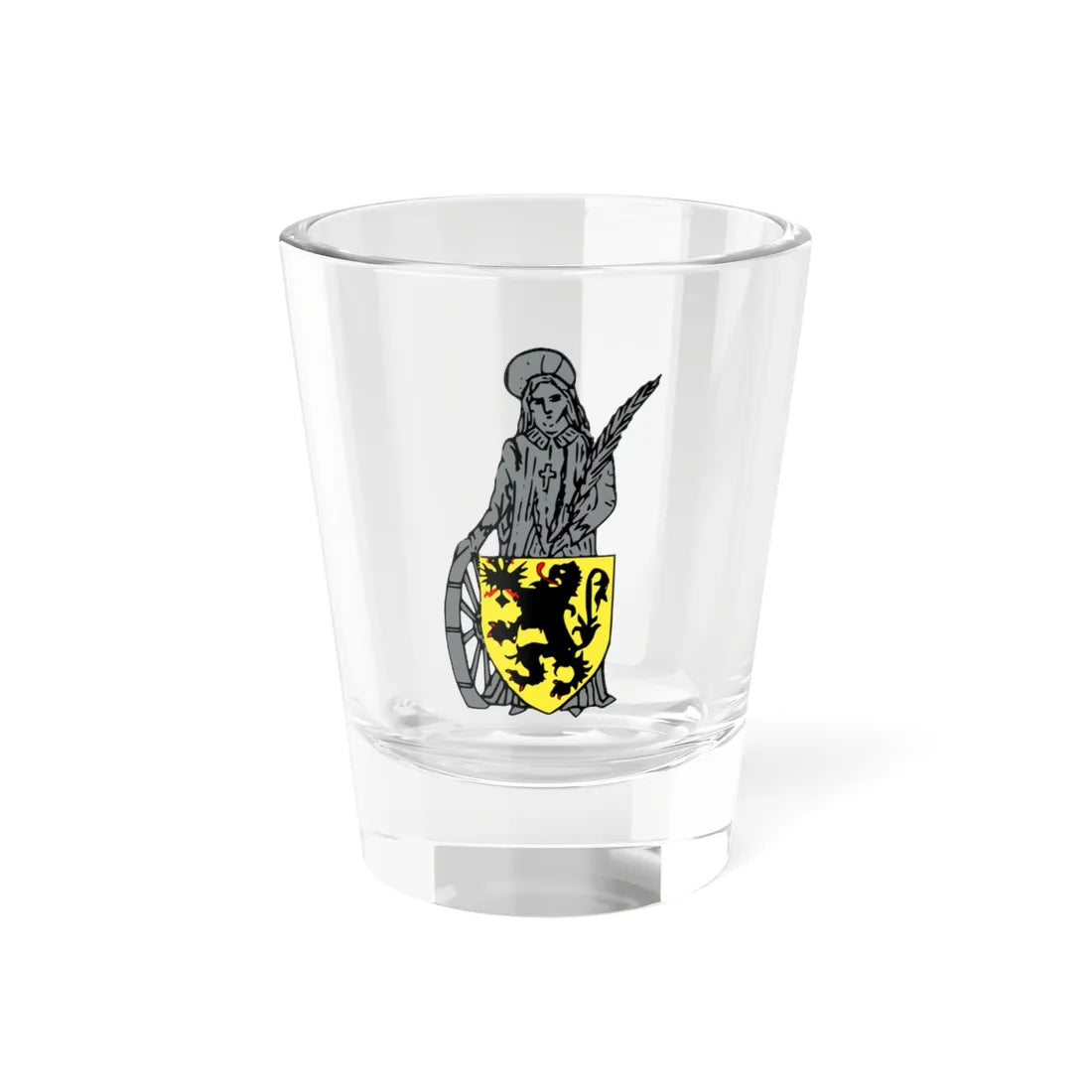 Blason ville be Wachtebeke avec ornements (Belgium) (Coat of Arms) Shot Glass 1.5oz 1.5oz - Go Mug Yourself