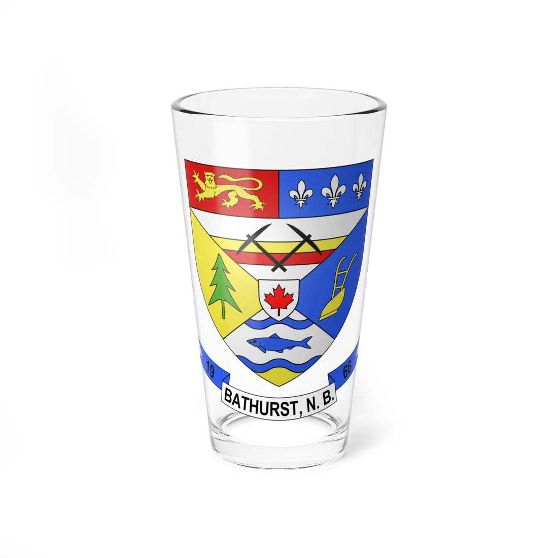 Blason ville ca Bathurst2 Nouveau-Brunswick (Canada) (Coat of Arms) Pint Glass 16oz 16oz - Go Mug Yourself