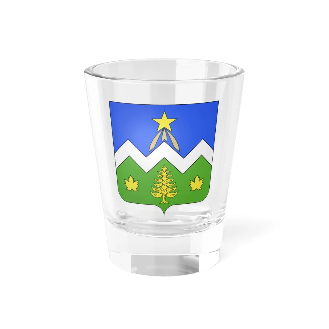 Blason ville ca Notre-Dame-des-Laurentides Québec (Canada) (Coat of Arms) Shot Glass 1.5oz 1.5oz - Go Mug Yourself