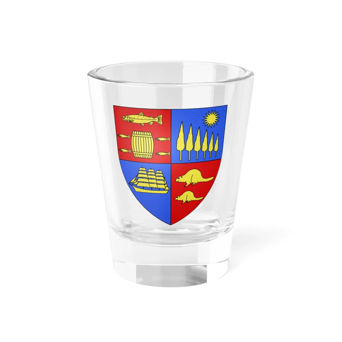 Blason ville ca Saint-Jean Nouveau-Brunswick (Canada) (Coat of Arms) Shot Glass 1.5oz 1.5oz - Go Mug Yourself