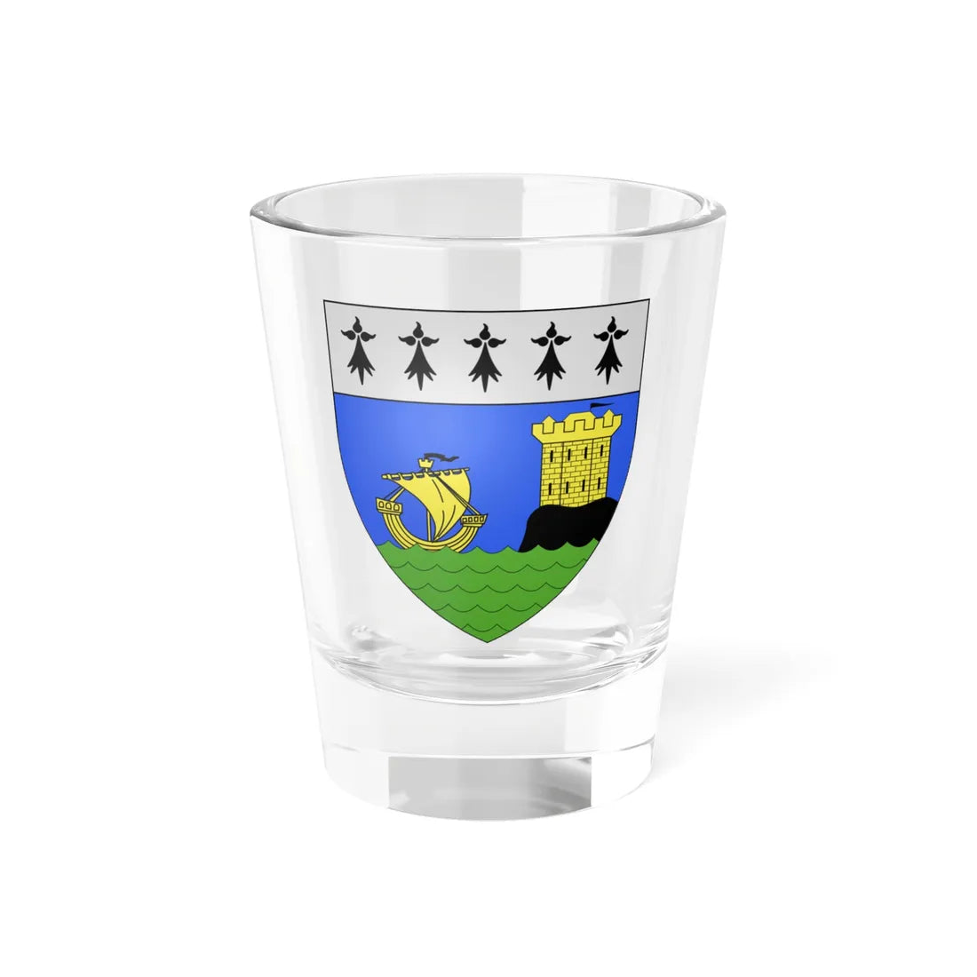 Blason ville fr Saint-Servan-sur-Mer 35 (France) (Coat of Arms) Shot Glass 1.5oz 1.5oz - Go Mug Yourself