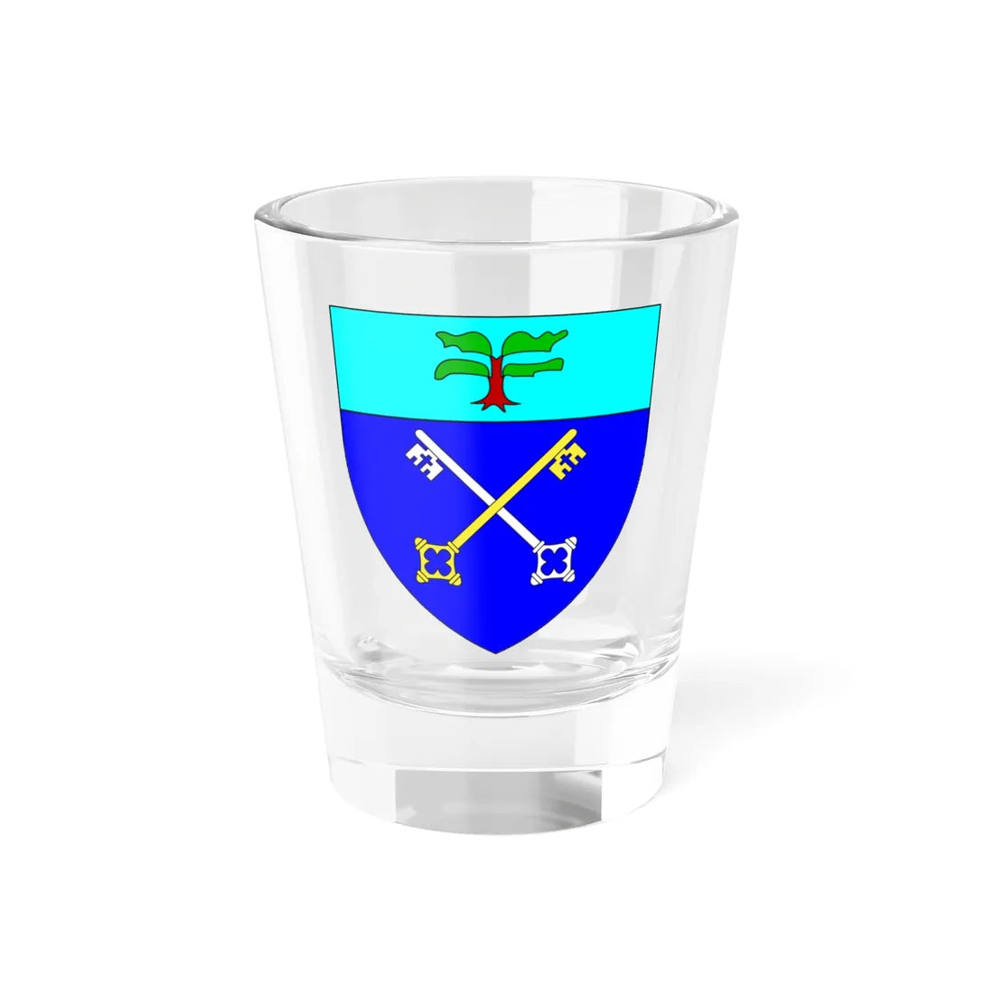 Blason ville gg Saint-Pierre-du-Bois (United Kingdom) (Coat of Arms) Shot Glass 1.5oz 1.5oz - Go Mug Yourself