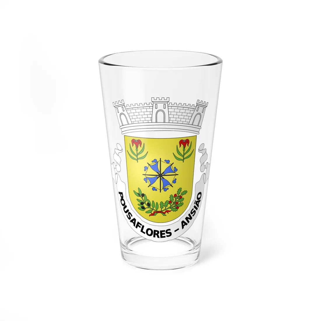 Blason ville pt Pousaflores Leiria (Portugal) (Coat of Arms) Pint Glass 16oz 16oz - Go Mug Yourself