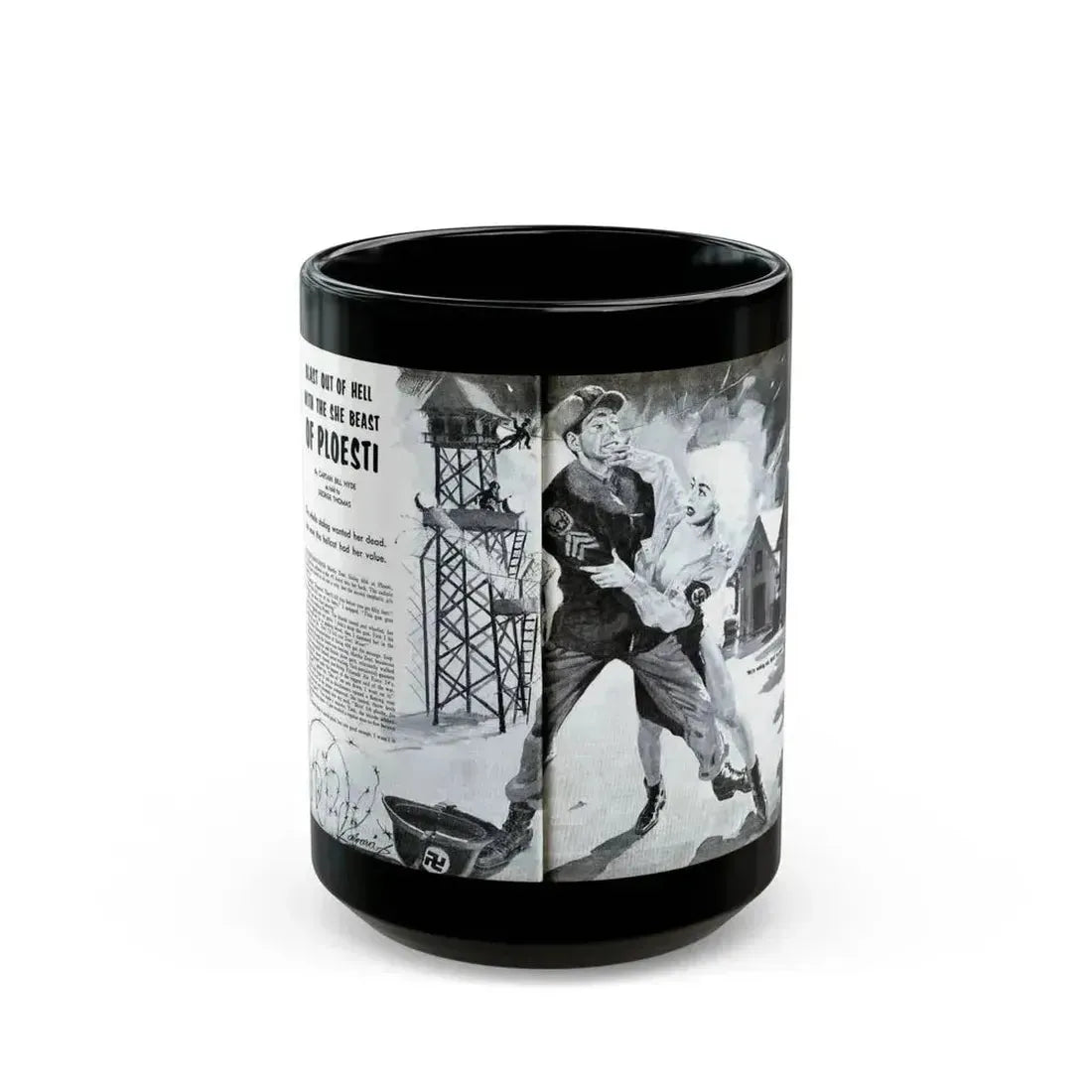 Blast Out of Hell with the She Beast Of Ploesti, Man's Book 1967 - Black Coffee Mug 15oz - Go Mug Yourself