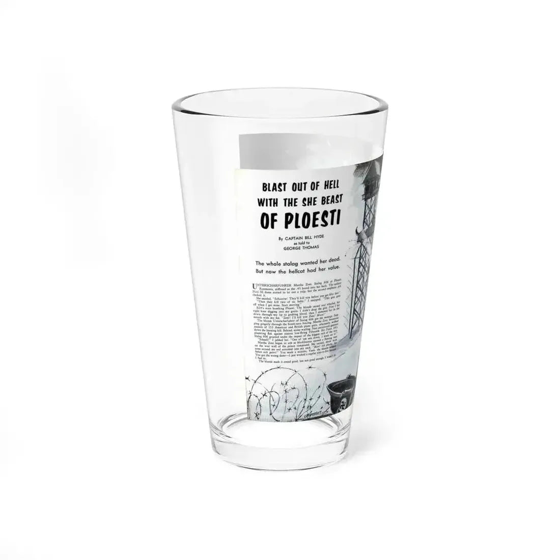 Blast Out of Hell with the She Beast Of Ploesti, Man's Book 1967 (Magazine Illustration) Pint Glass 16oz - Go Mug Yourself