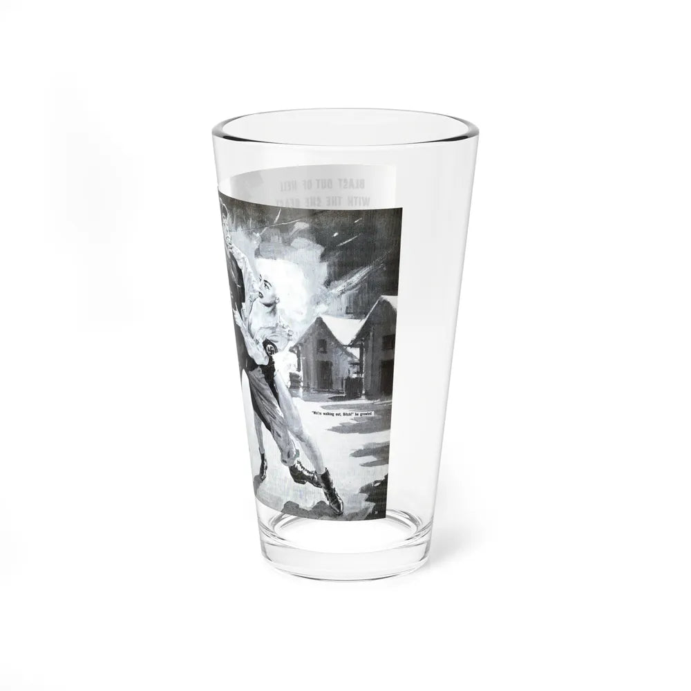 Blast Out of Hell with the She Beast Of Ploesti, Man's Book 1967 (Magazine Illustration) Pint Glass 16oz-Go Mug Yourself