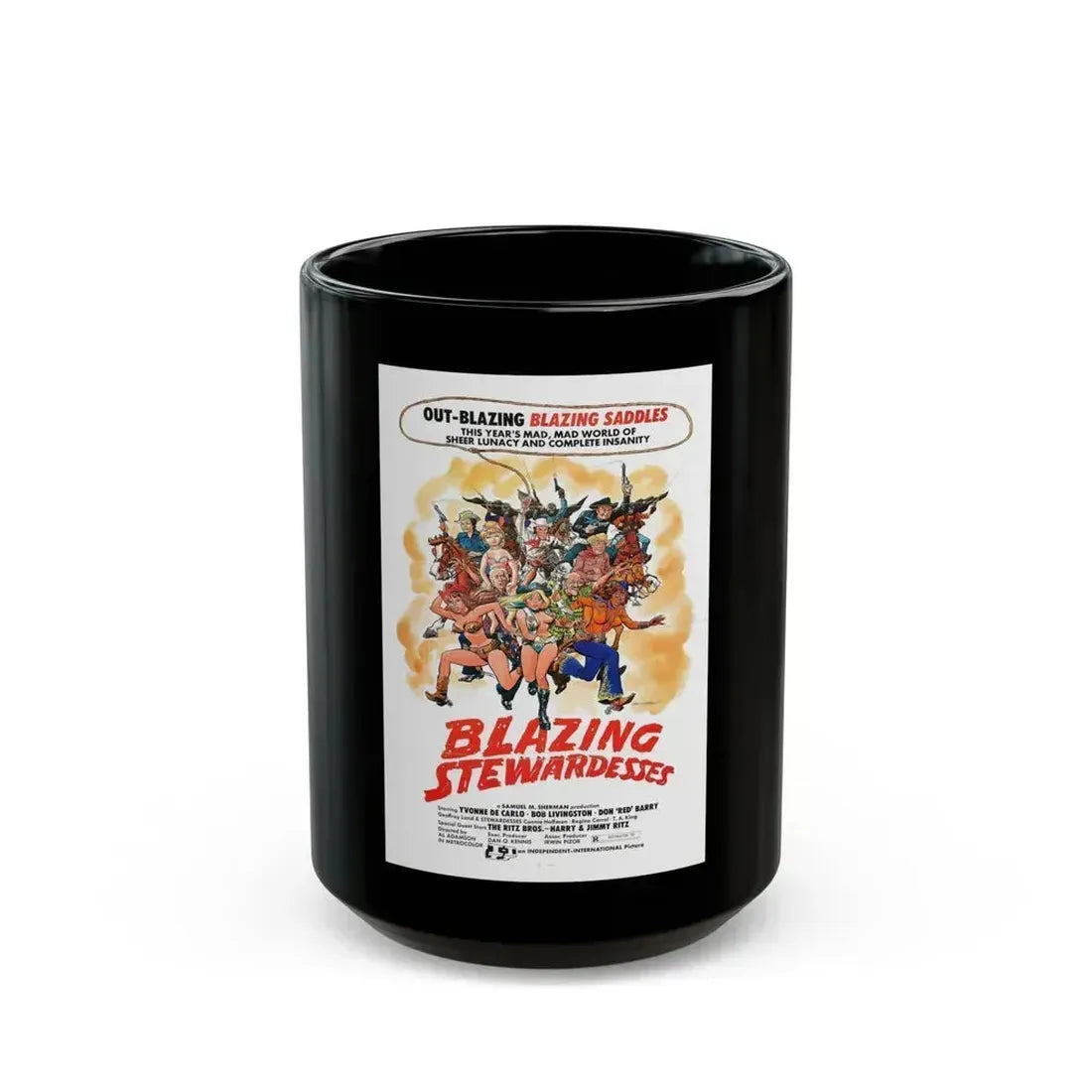 BLAZING STEWARDESSES 1975 Movie Poster - Black Coffee Mug 15oz - Go Mug Yourself