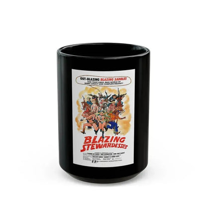 BLAZING STEWARDESSES 1975 Movie Poster - Black Coffee Mug 15oz - Go Mug Yourself