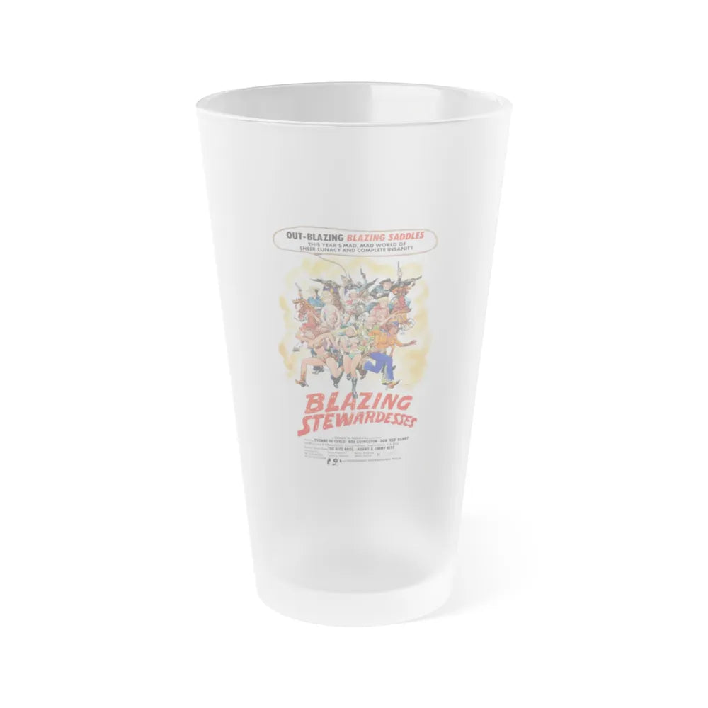 BLAZING STEWARDESSES 1975 Movie Poster - Frosted Pint Glass 16oz-16oz-Frosted-Go Mug Yourself