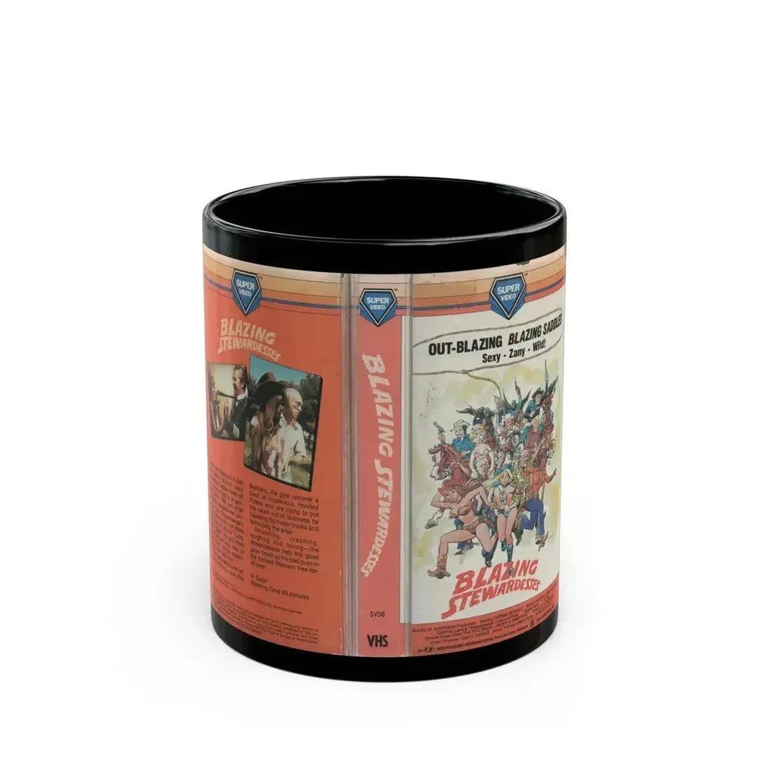 BLAZING STEWARDESSES (VHS COVER) - Black Coffee Mug 11oz - Go Mug Yourself