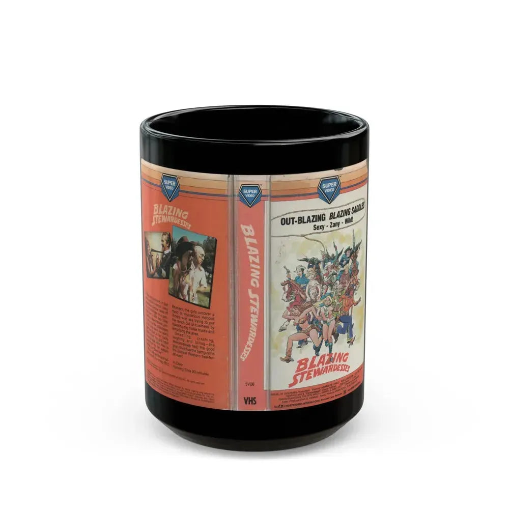 BLAZING STEWARDESSES (VHS COVER) - Black Coffee Mug 15oz - Go Mug Yourself