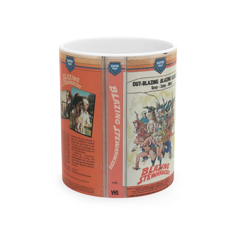 BLAZING STEWARDESSES (VHS COVER) - White Coffee Mug-11oz-Go Mug Yourself