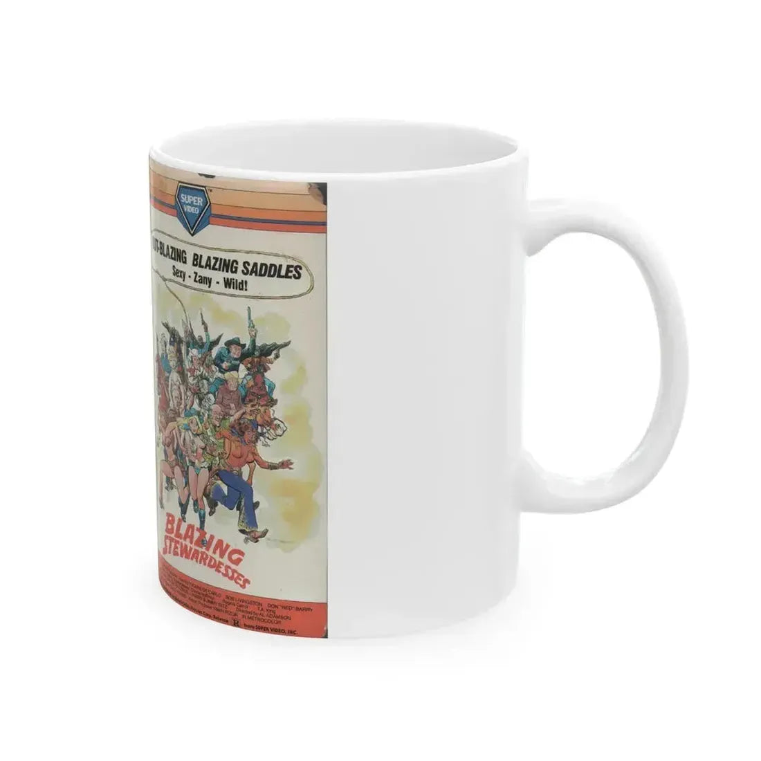 BLAZING STEWARDESSES (VHS COVER) - White Coffee Mug - Go Mug Yourself