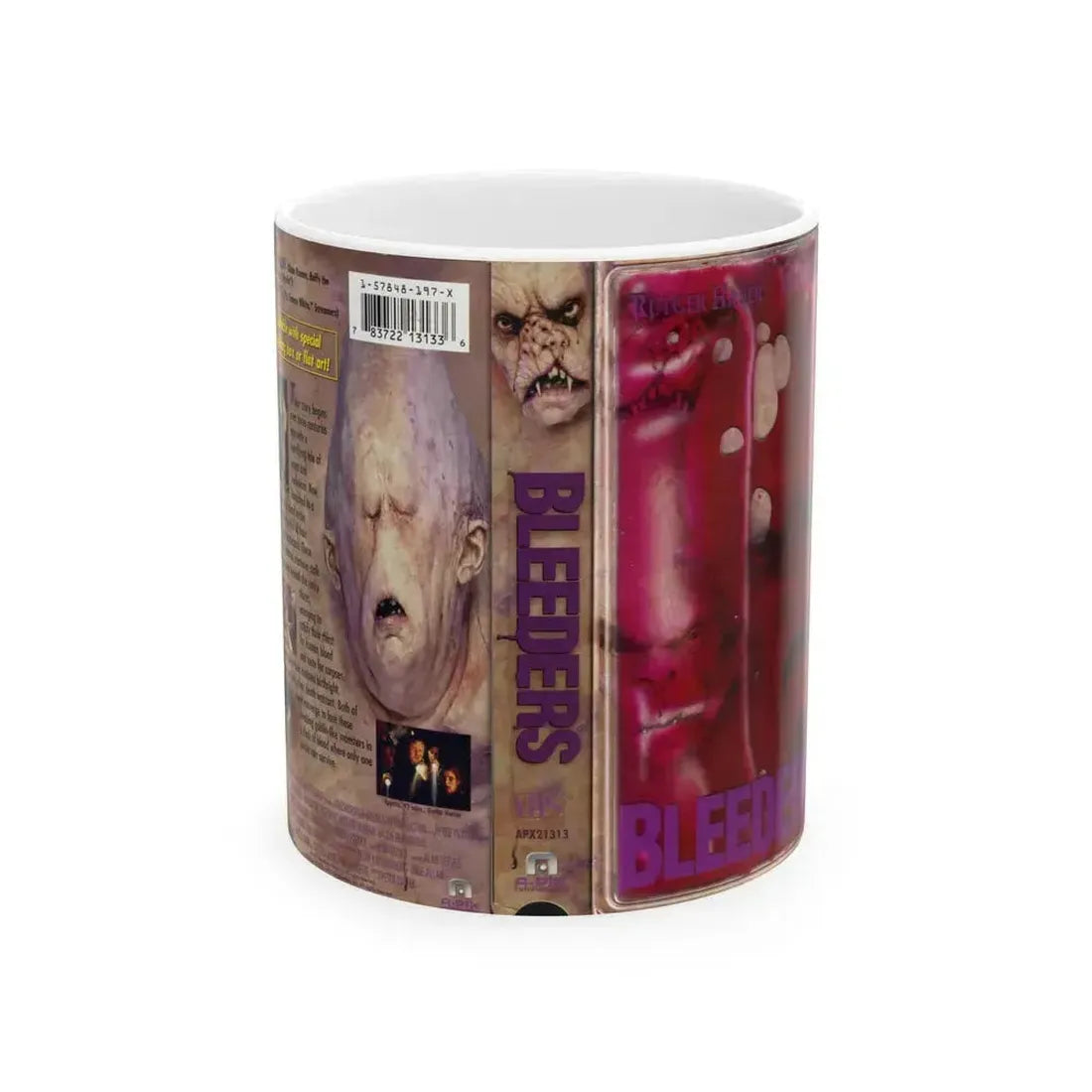 BLEEDERS WITH BLOOD BAG FRONT (VHS COVER) - White Coffee Mug 11oz - Go Mug Yourself