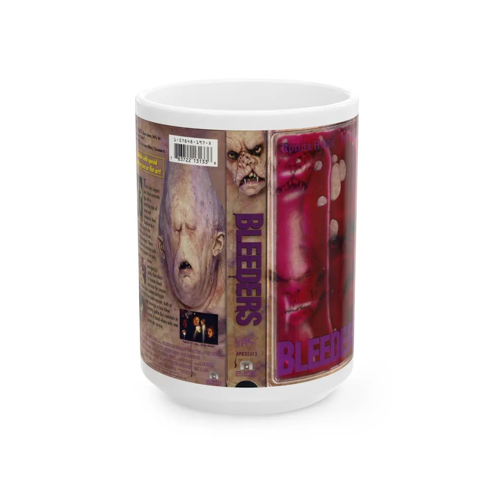 BLEEDERS WITH BLOOD BAG FRONT (VHS COVER) - White Coffee Mug-15oz-Go Mug Yourself