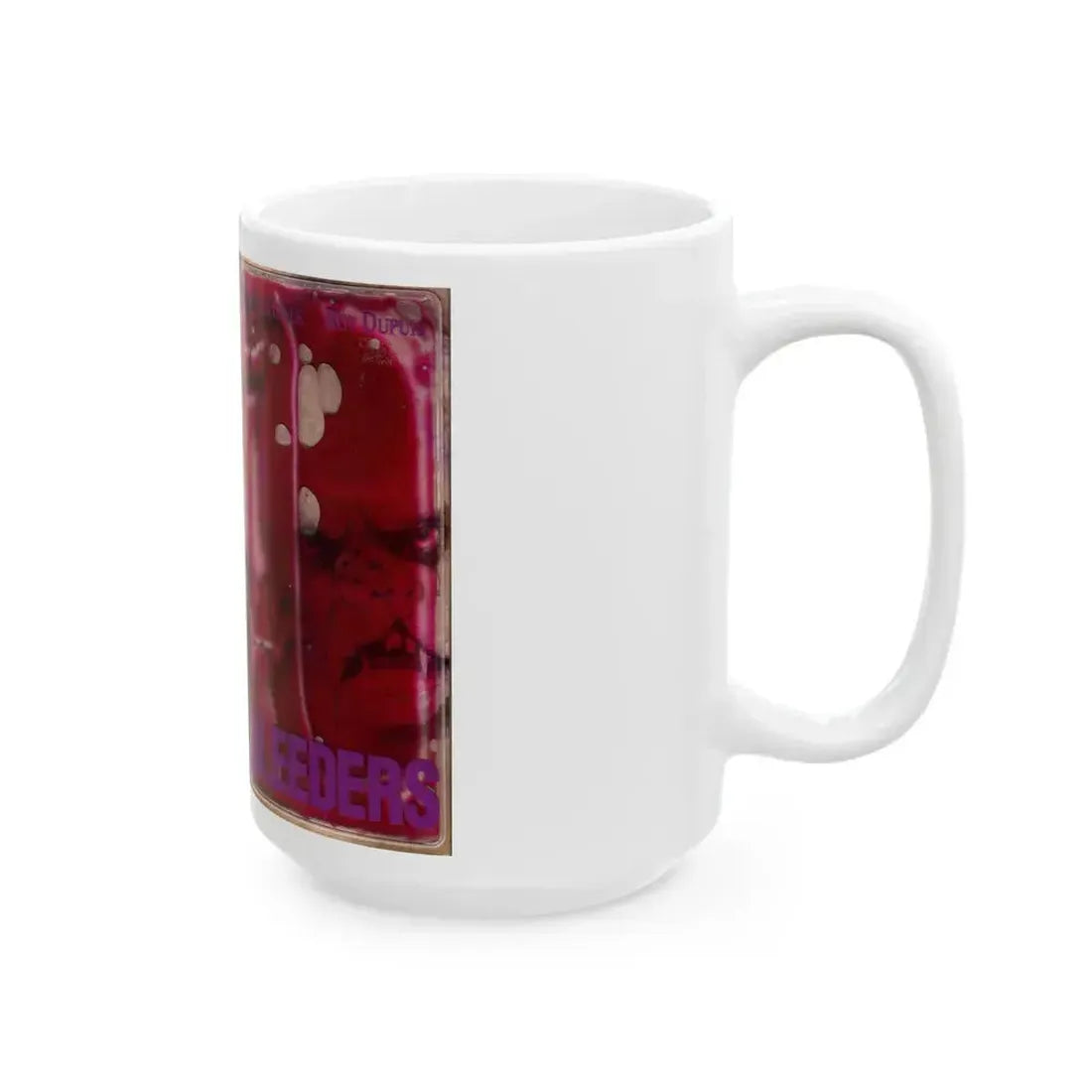 BLEEDERS WITH BLOOD BAG FRONT (VHS COVER) - White Coffee Mug - Go Mug Yourself