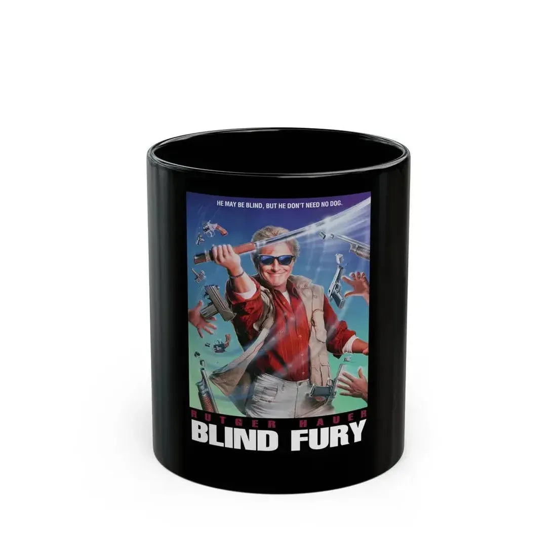 BLIND FURY 1989 Movie Poster - Black Coffee Mug 11oz - Go Mug Yourself