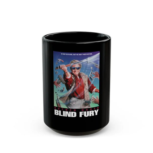 BLIND FURY 1989 Movie Poster - Black Coffee Mug-15oz-Go Mug Yourself