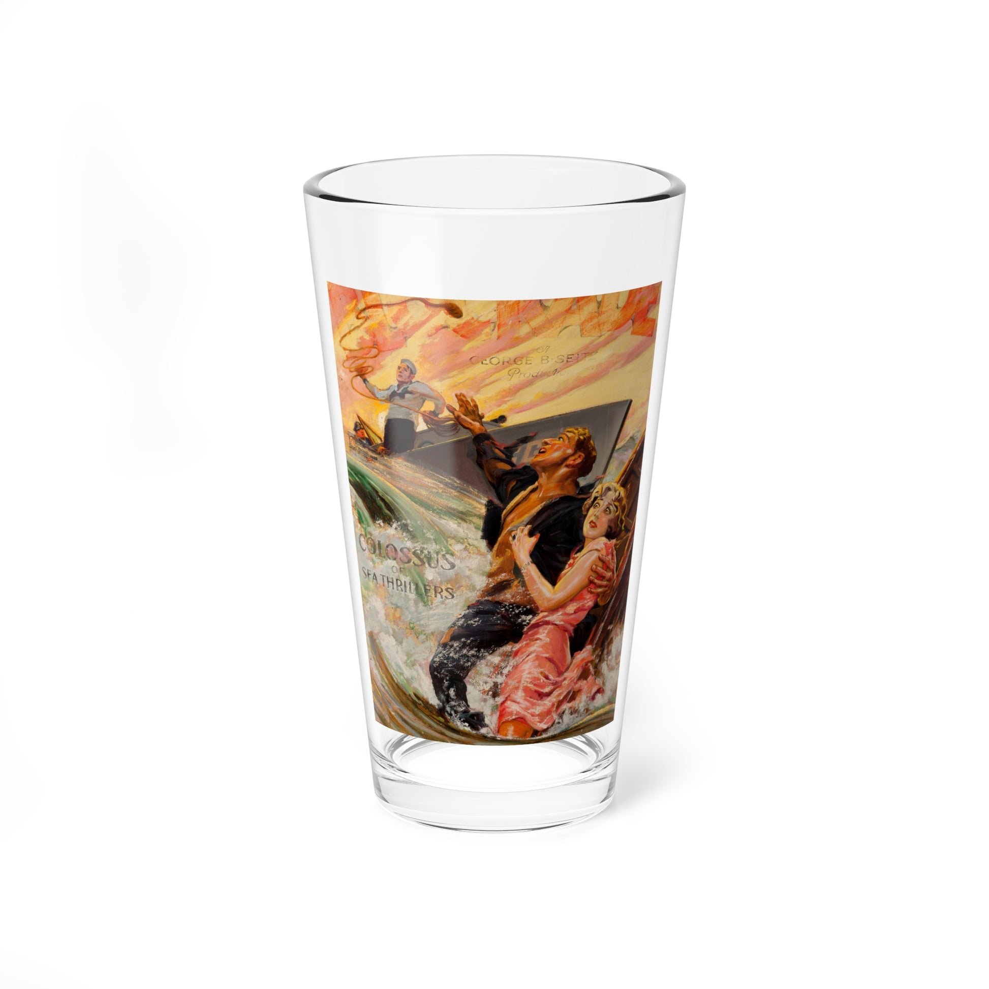 Blockade, Colossus of Sea Thrillers, movie poster illustration, 1927 - Pint Glass 16oz-16oz-Go Mug Yourself