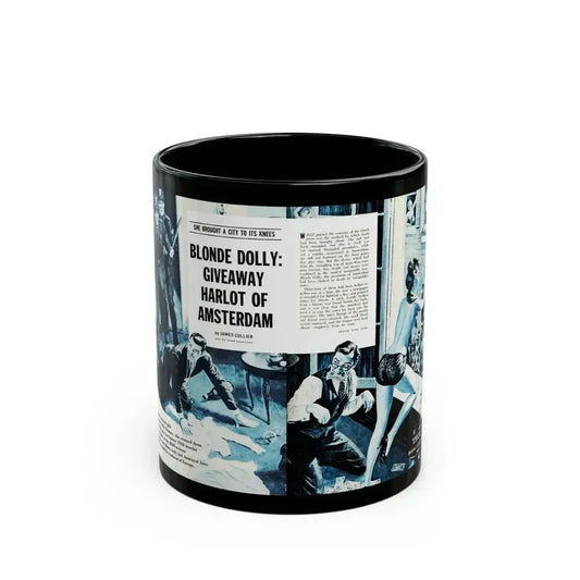 Blonde Dolly - Giveway Harlot Of Amsterdam, Real Adventure, January 1961 - Black Coffee Mug 11oz - Go Mug Yourself